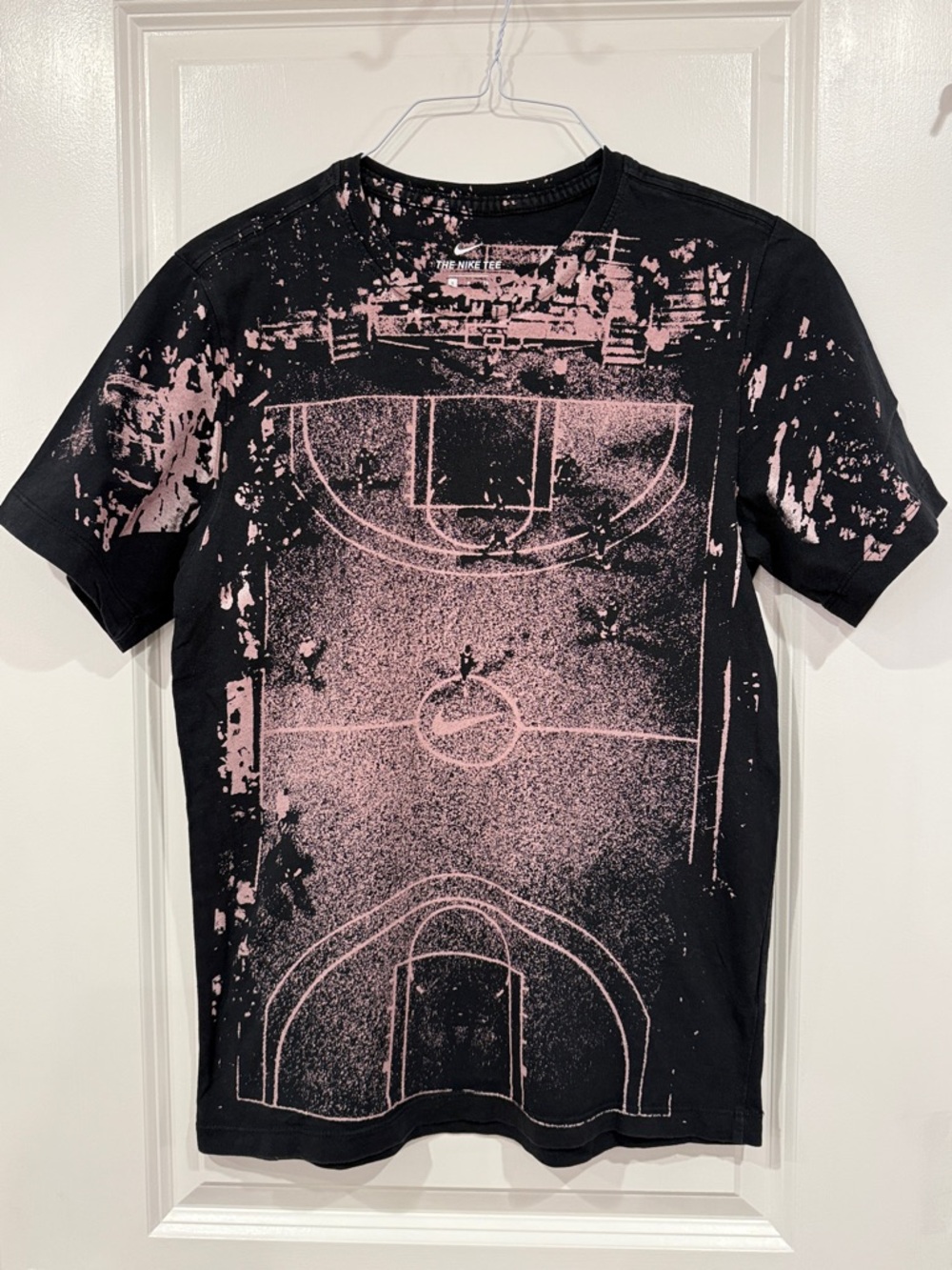 Nike Black Tee with Blush Basketball Court Graphic